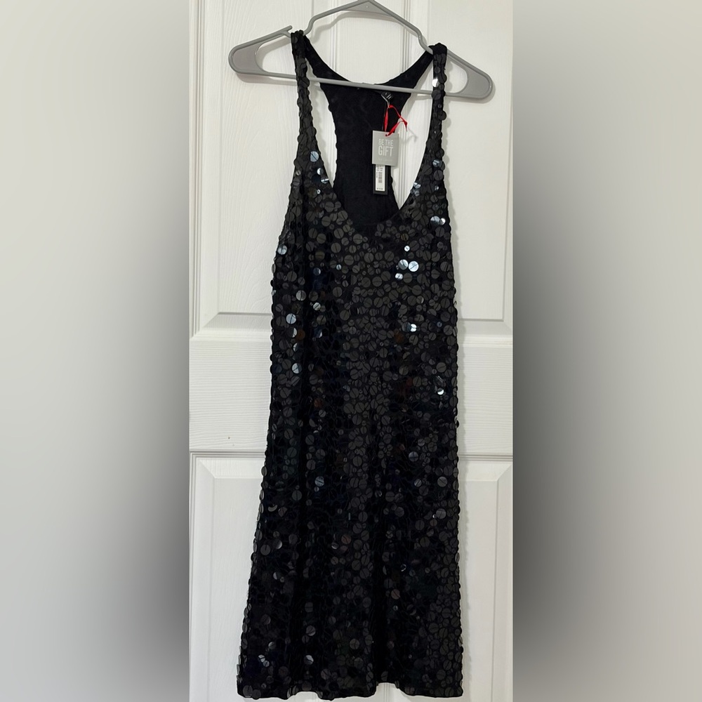 Black Sequin Racerback Dress